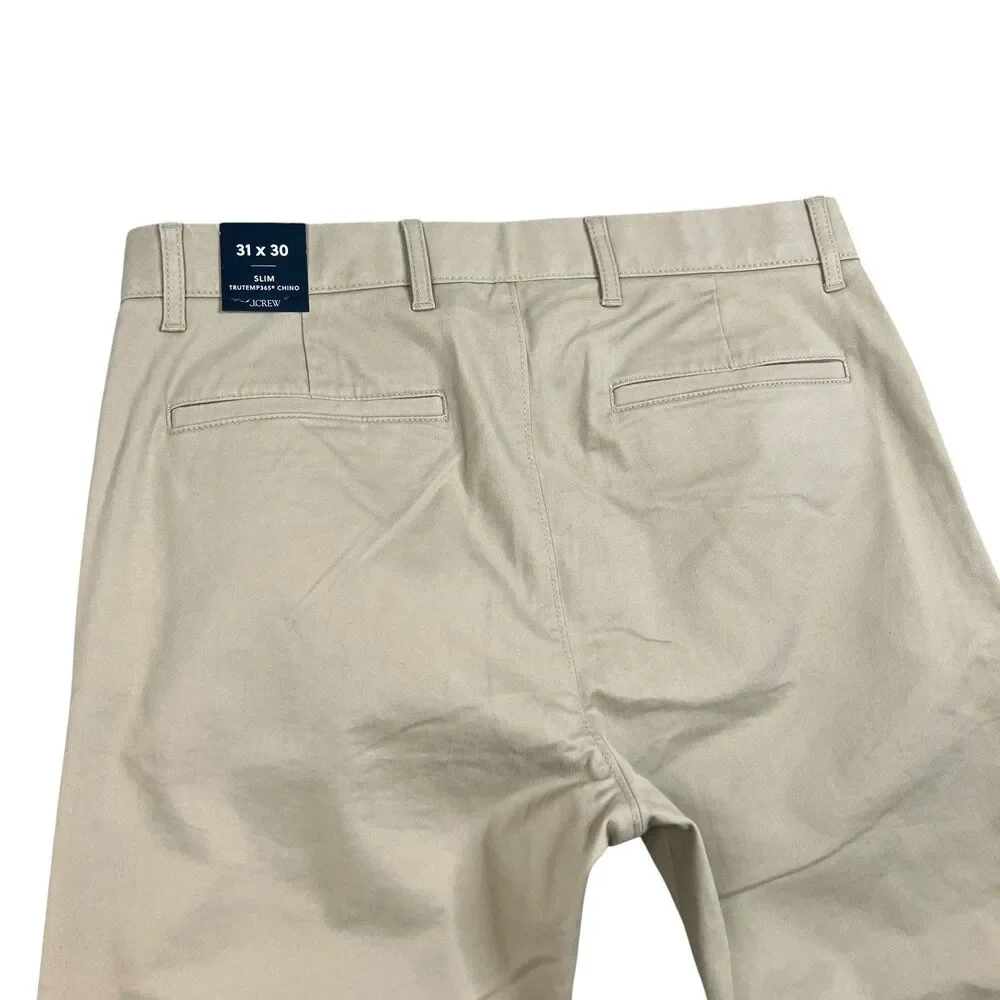 J Crew Chino Pants Mens 31x30 Khaki Stretch Slim TruTemp365 Lightweight CO402
